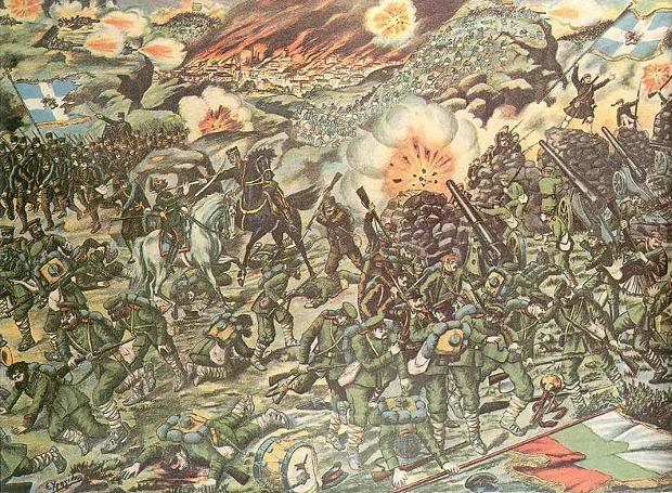 Η Μάχη του Κιλκίς, λιθογραφία του Σωτήρη Χρηστίδη (1858-1940)