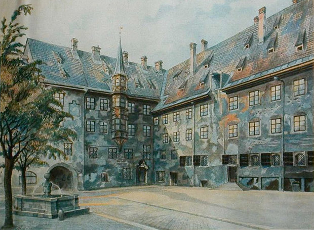 «Ο προαύλιος χώρος της παλιάς κατοικίας στο Μόναχο», πίνακας του Αδόλφου Χίτλερ.