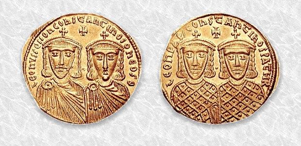 Ο Λέων Δ΄ μαζί με τον Κωνσταντίνο ΣΤ΄ σε νόμισμα της εποχής.