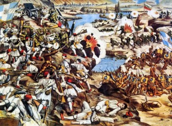 “Η μεγάλη μάχη των Σερρών”, λιθογραφία του Σ. Χρηστίδη.