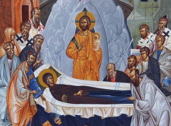 Η Κοίμησις της Θεοτόκου, εικόνα του αγιογράφου Κωνσταντίνου Γιαννάκη